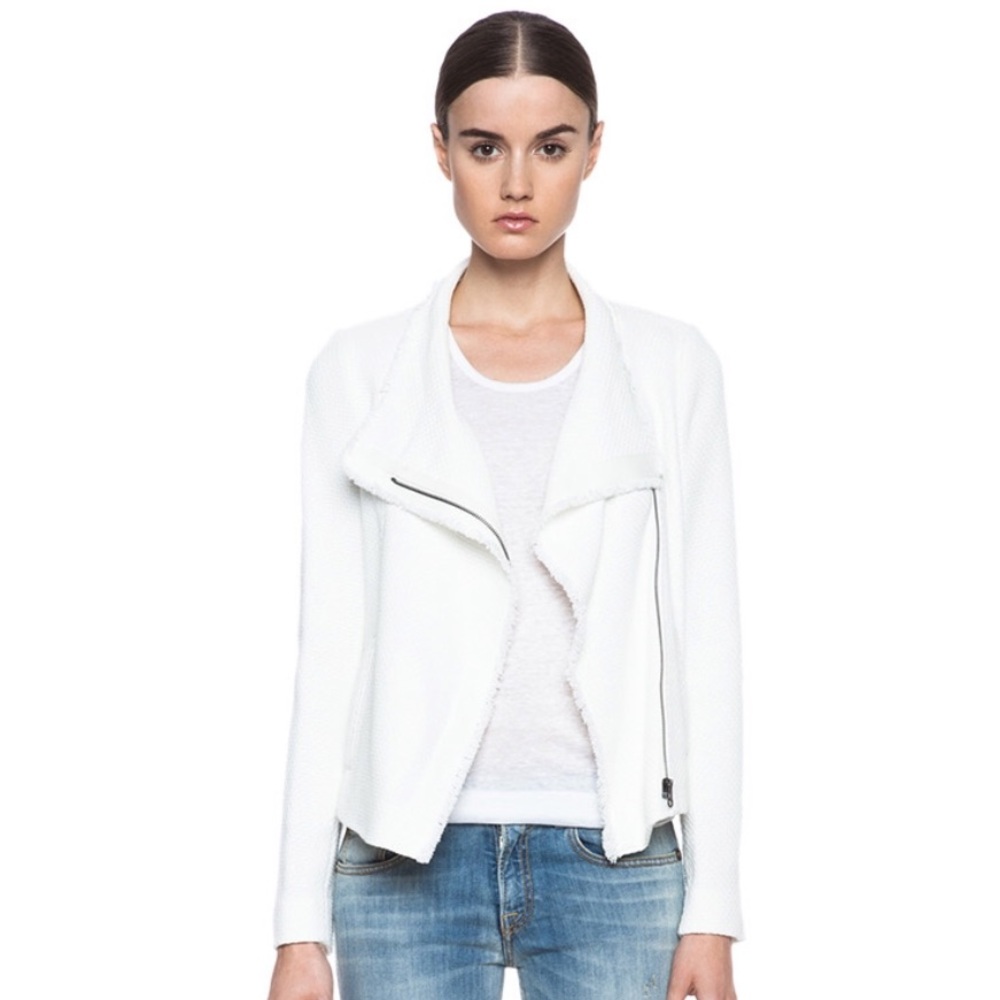 VINCE Frayed Edge cotton blend motorcycle jacket